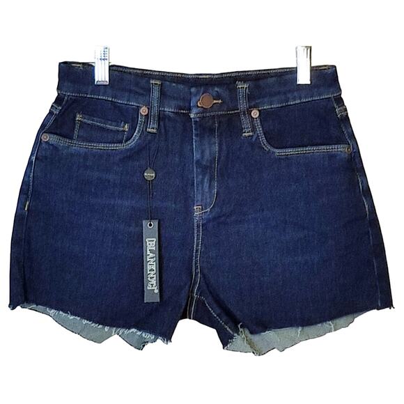 BLANK NYC Retro High Rise Dark Wash Denim Cutoff Shorts Size 26 NWT - Picture 3 of 7